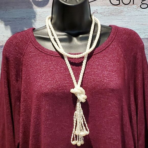 Extra Long Strand Knotted White Costume Faux Pearl Necklace Statement Jewelry - Picture 1 of 5